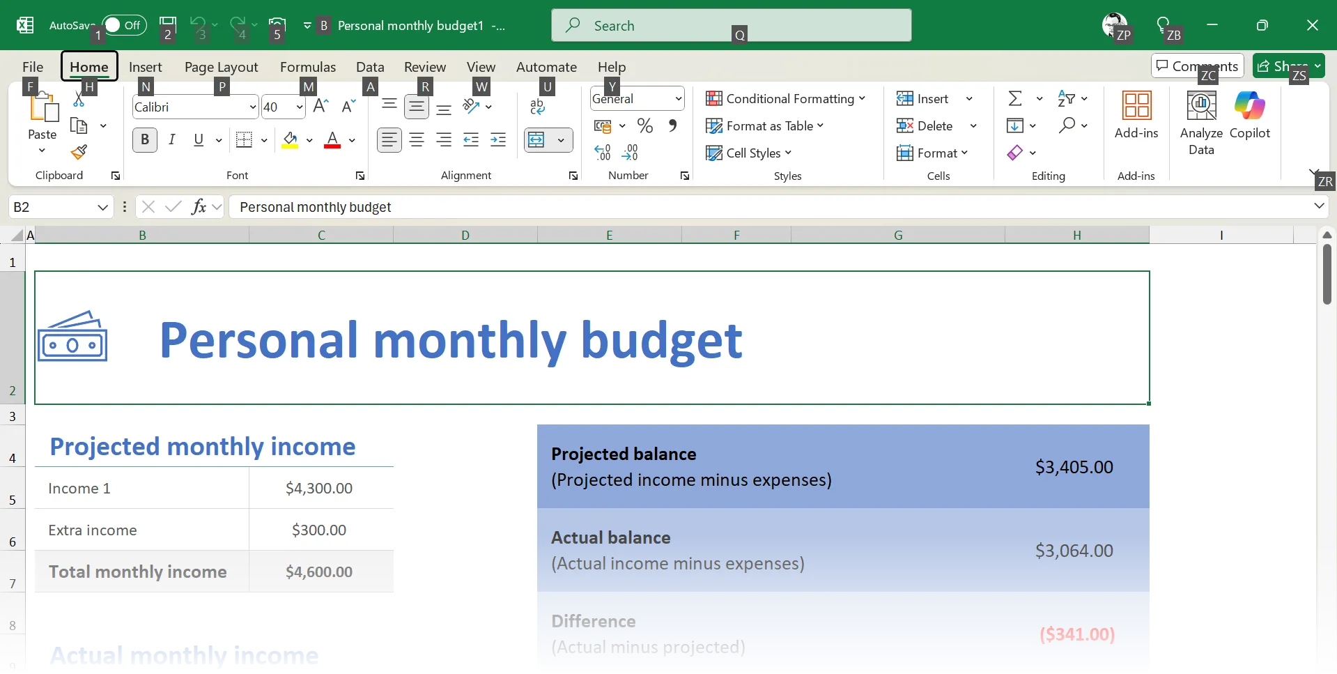 Phím tắt Alt trong Microsoft Office hiển thị gợi ý lệnh trên Ribbon