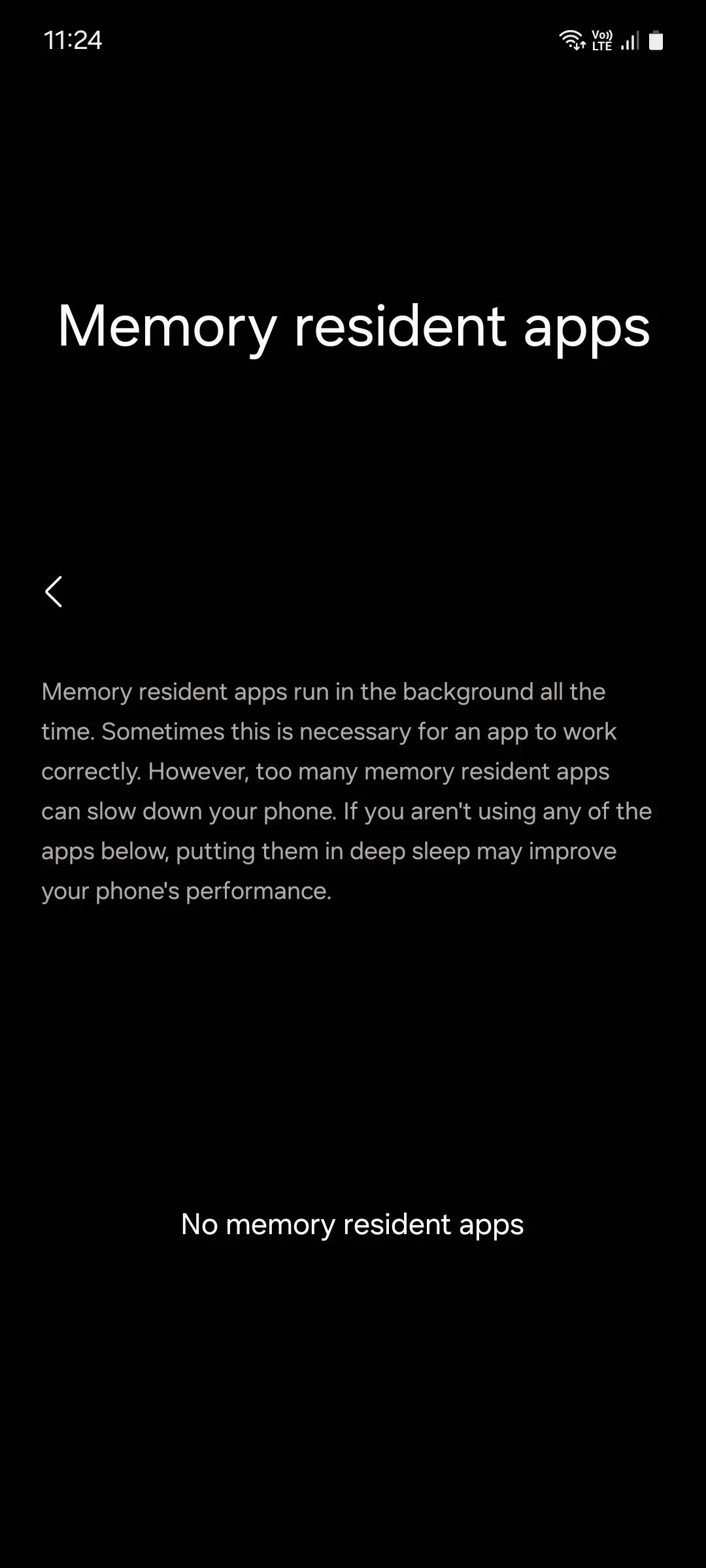 Samsung Memory resident apps menu