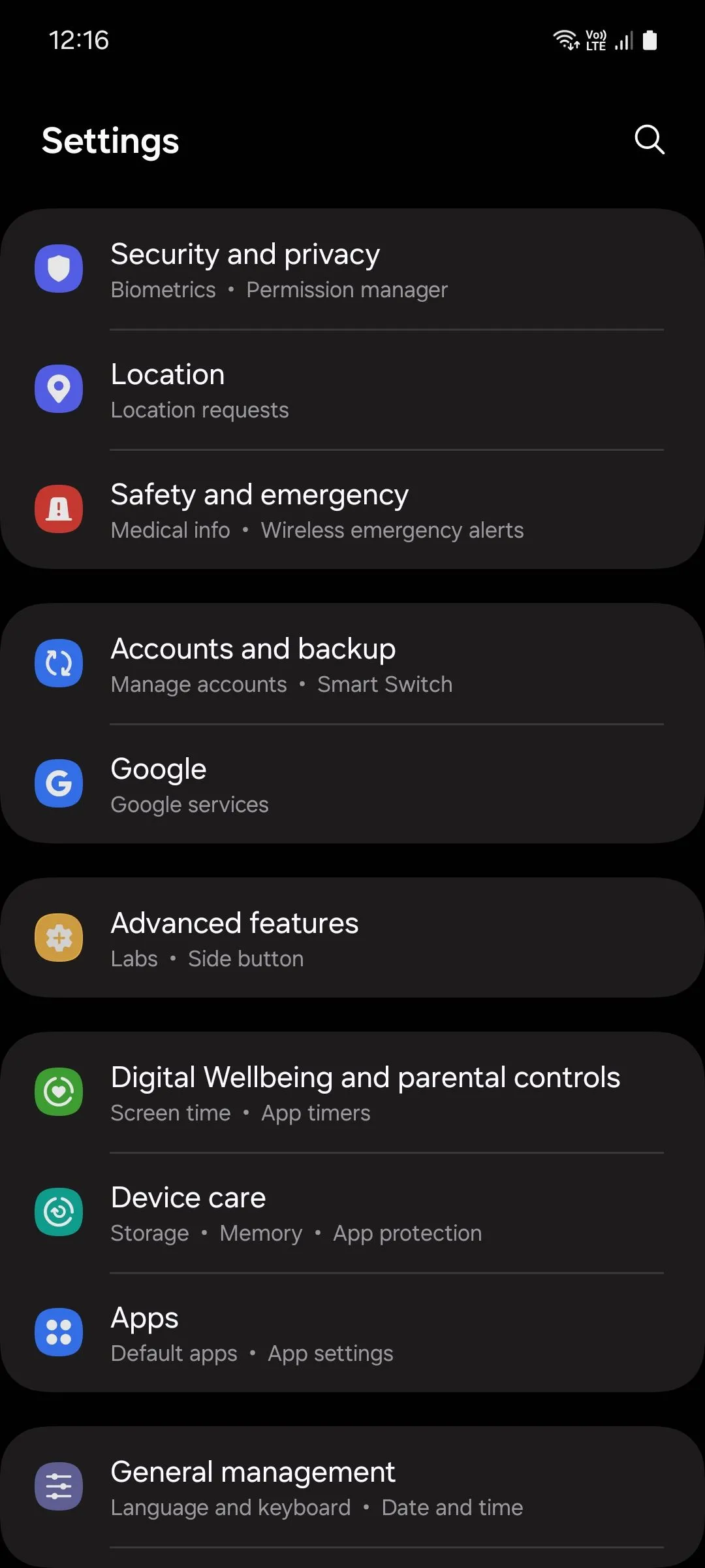 Samsung One UI system settings
