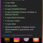 Siri với ChatGPT đưa ra công thức nấu món taco chi tiết