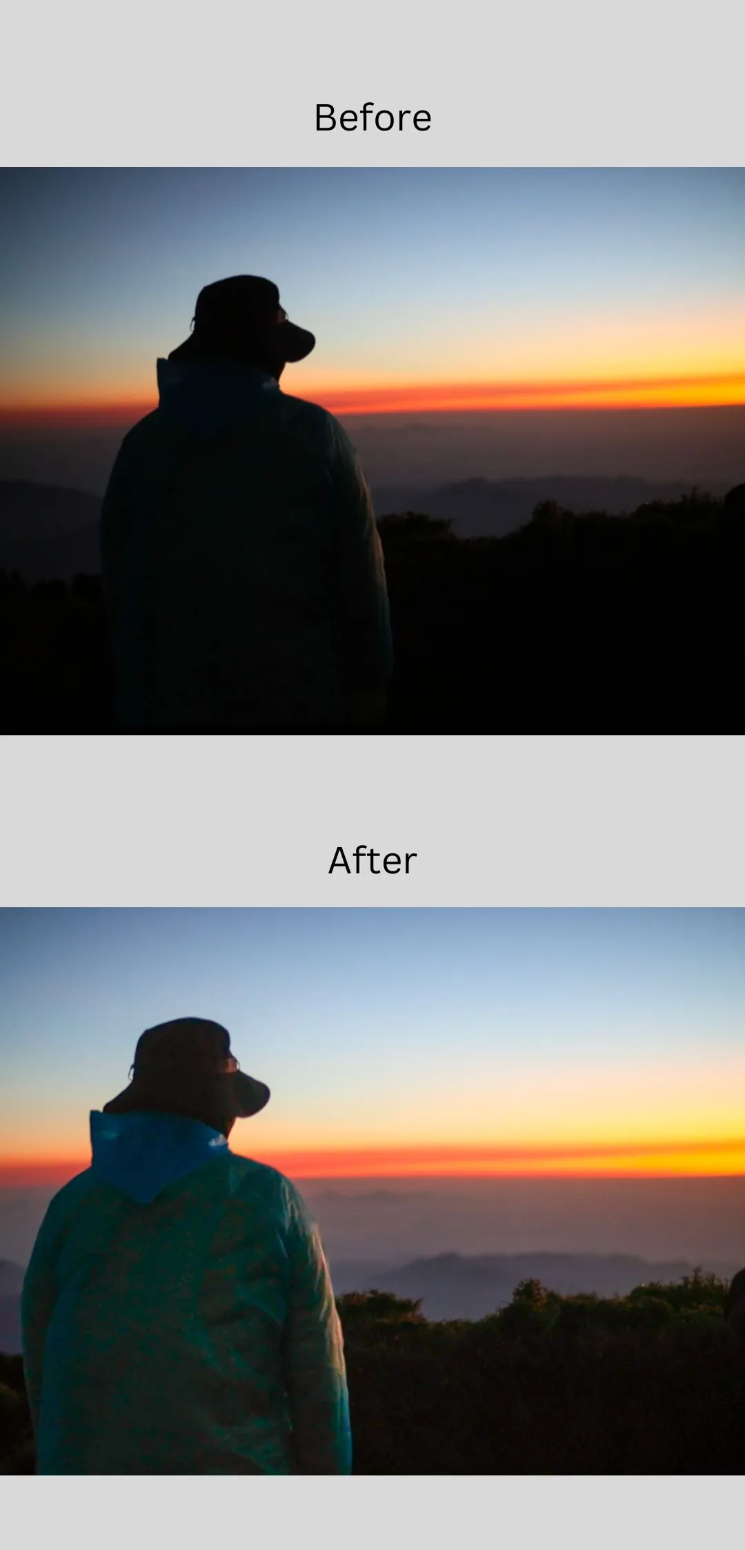So sánh trước và sau khi chỉnh sửa ảnh bằng Adobe Lightroom Mobile