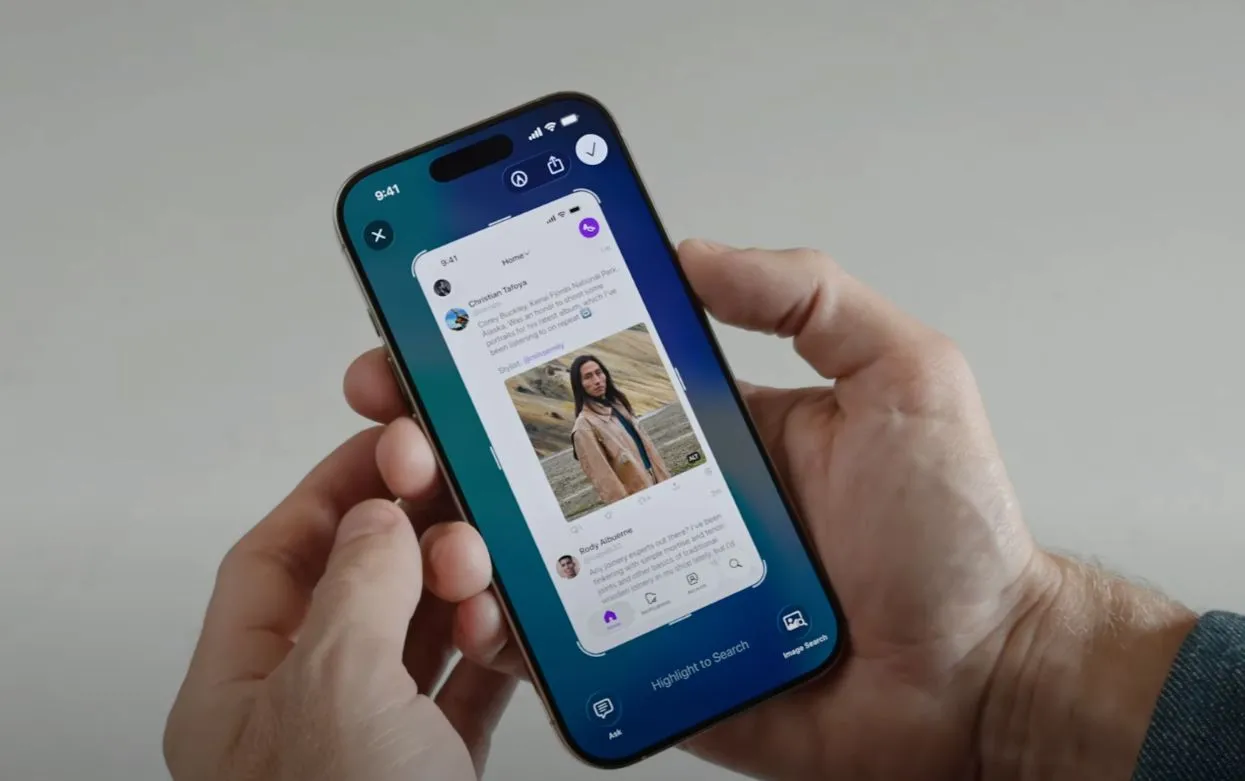 Sử dụng tính năng trí tuệ thị giác toàn diện trên màn hình trong iOS 26 để tìm kiếm thông tin từ hình ảnh