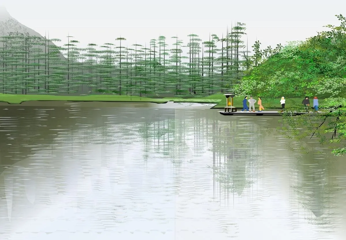 Tác phẩm nghệ thuật phong cảnh Myojin Shrine của Tatsuo Horiuchi tạo bằng Excel