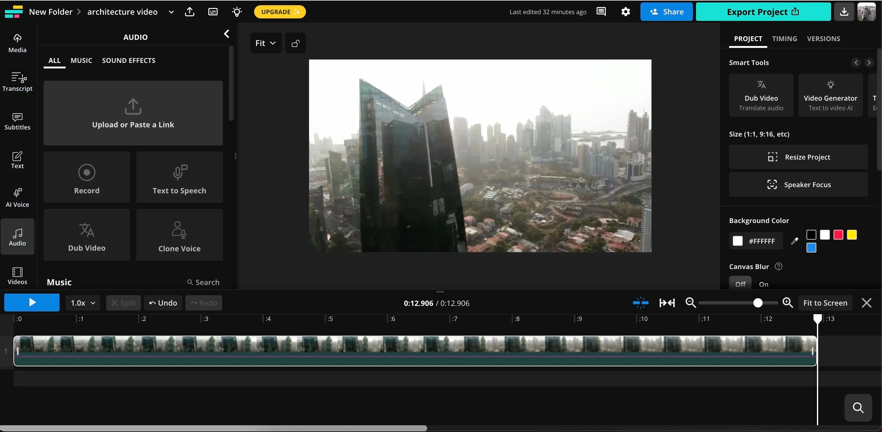 Tải âm thanh vào video trong ứng dụng Kapwing