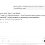 Tạo chú thích bài đăng Instagram về bãi biển Tây Ban Nha bằng công cụ AI