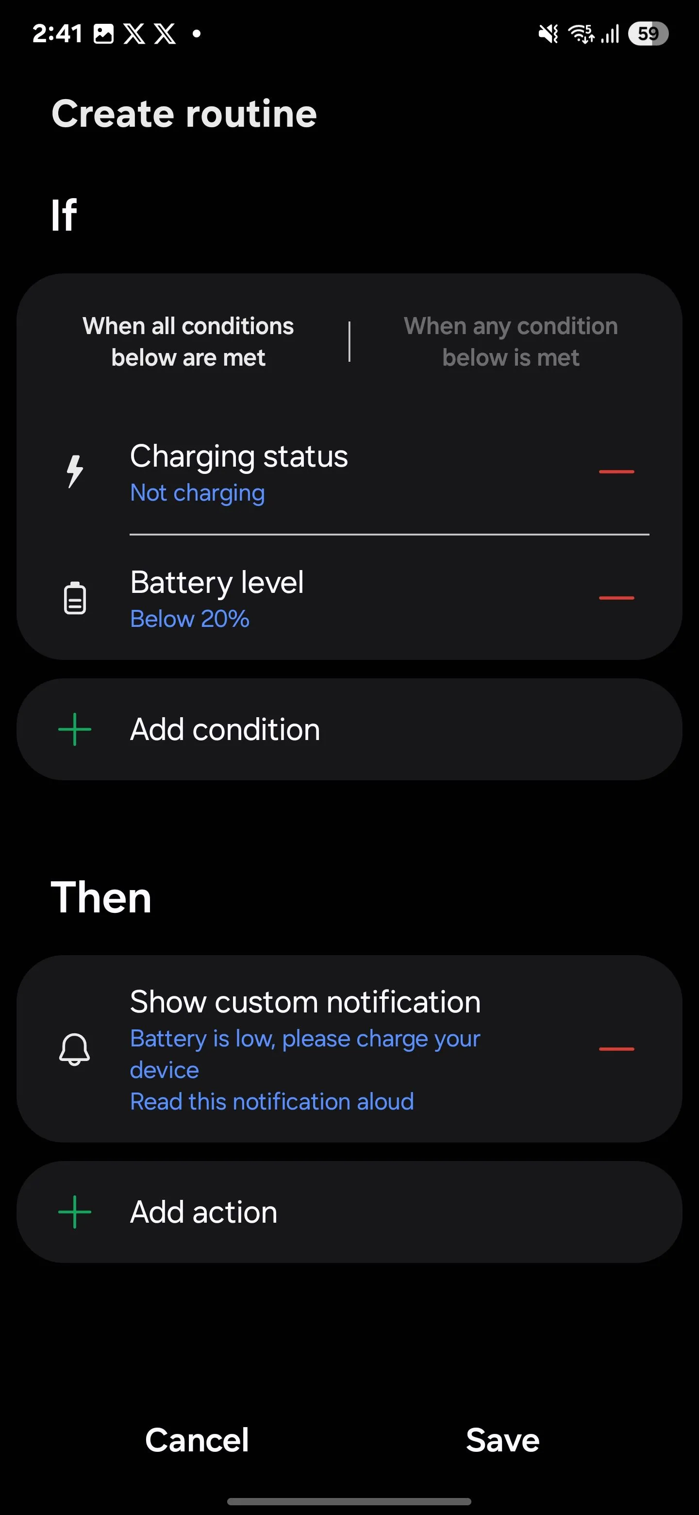 Tạo Samsung Routines để thông báo trạng thái pin