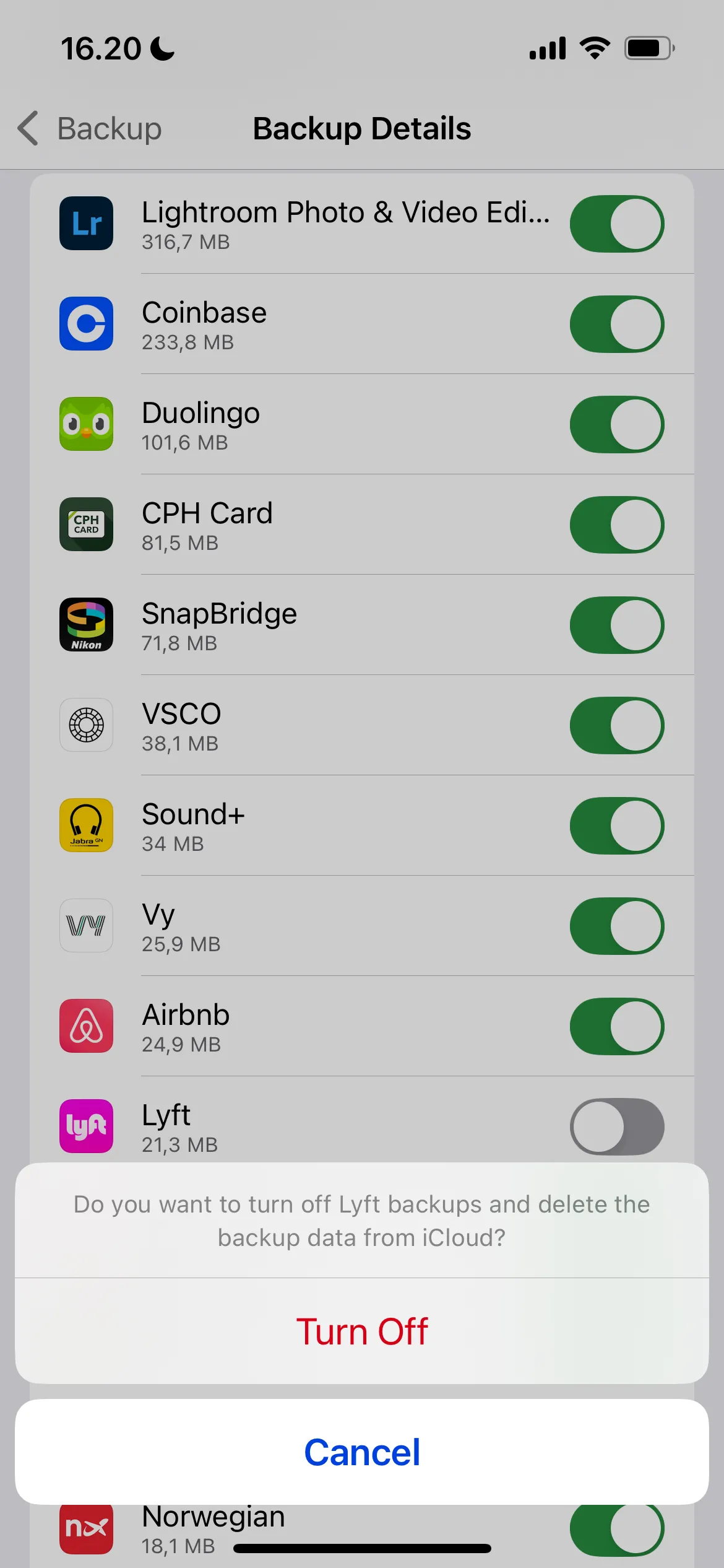 Tắt cài đặt sao lưu iCloud cho từng ứng dụng để tiết kiệm dung lượng
