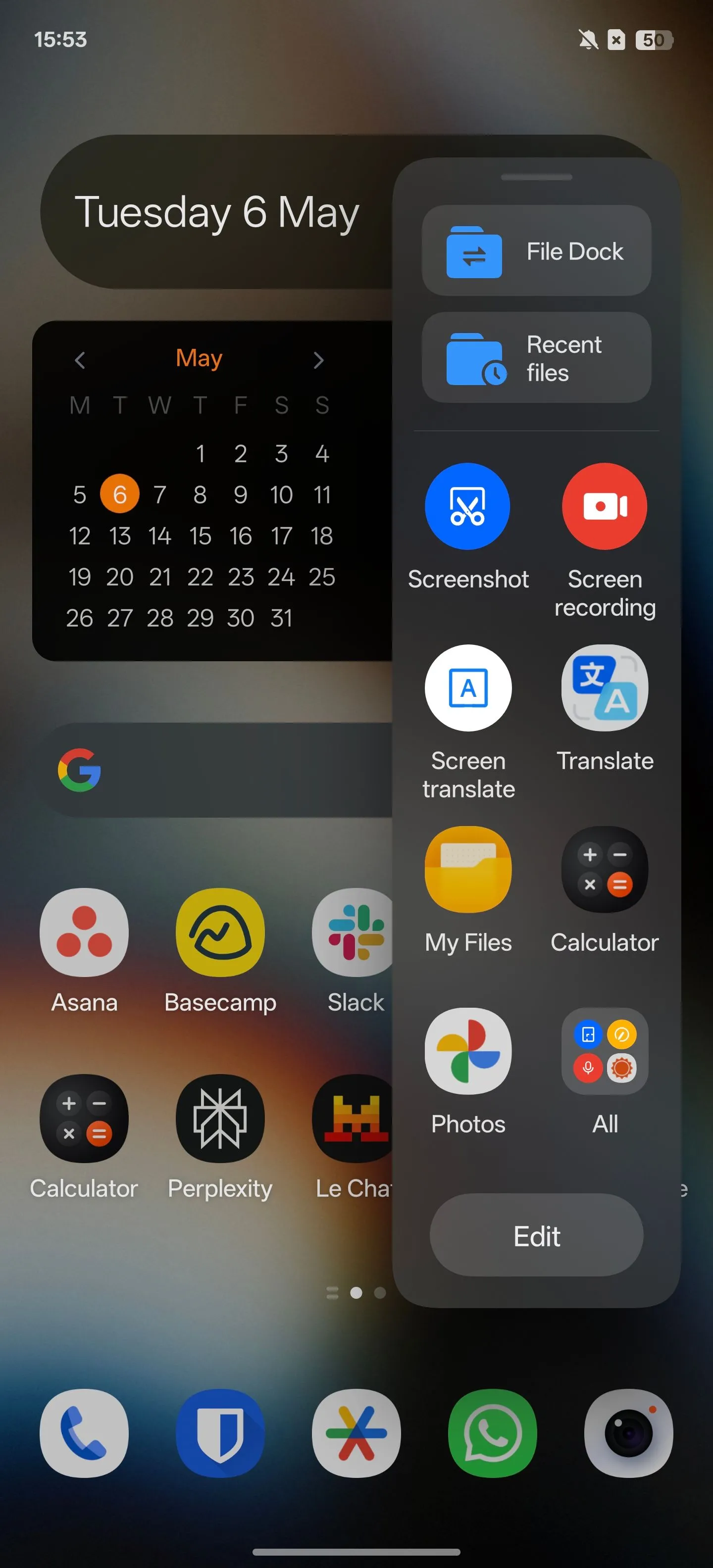 Thanh bên thông minh trên màn hình chính của điện thoại OnePlus