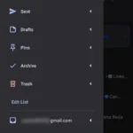Thanh điều hướng bên cạnh của ứng dụng Spark Mail trên Android hiển thị các thư mục email chính.