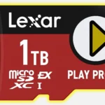 Thẻ nhớ MicroSD Express Lexar 1TB với logo nhận dạng.