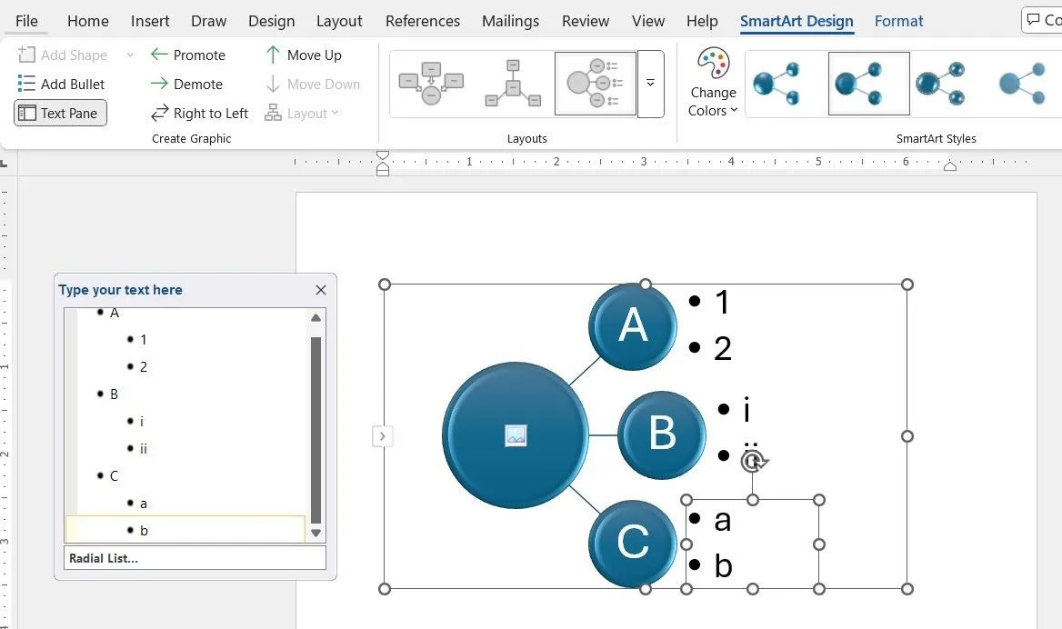 Thiết kế SmartArt trực quan trong một tài liệu Microsoft Word