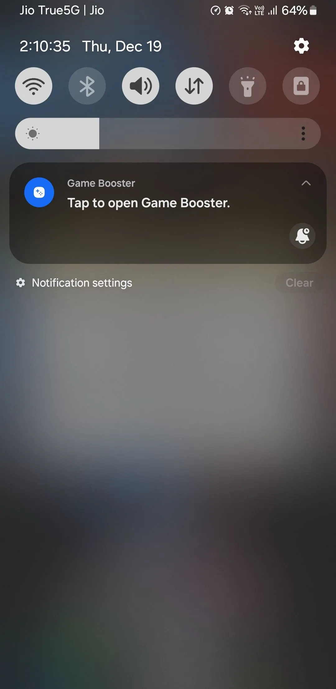 Thông báo Game Booster trên điện thoại Samsung