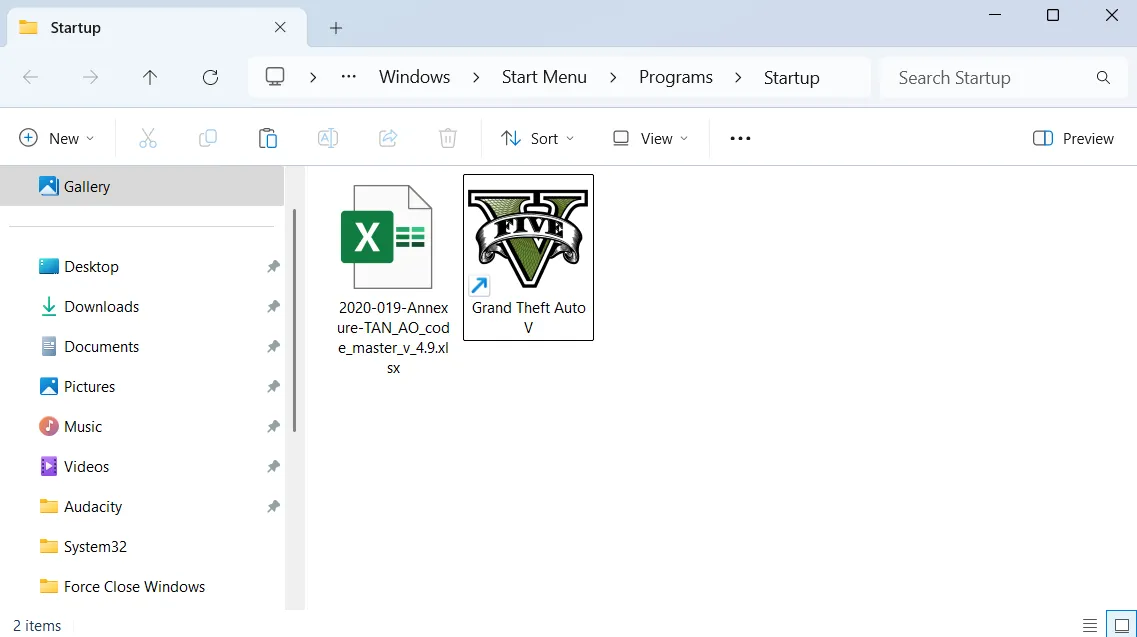 Thư mục Startup trong Windows nơi chứa các ứng dụng và lối tắt tự động khởi chạy khi đăng nhập