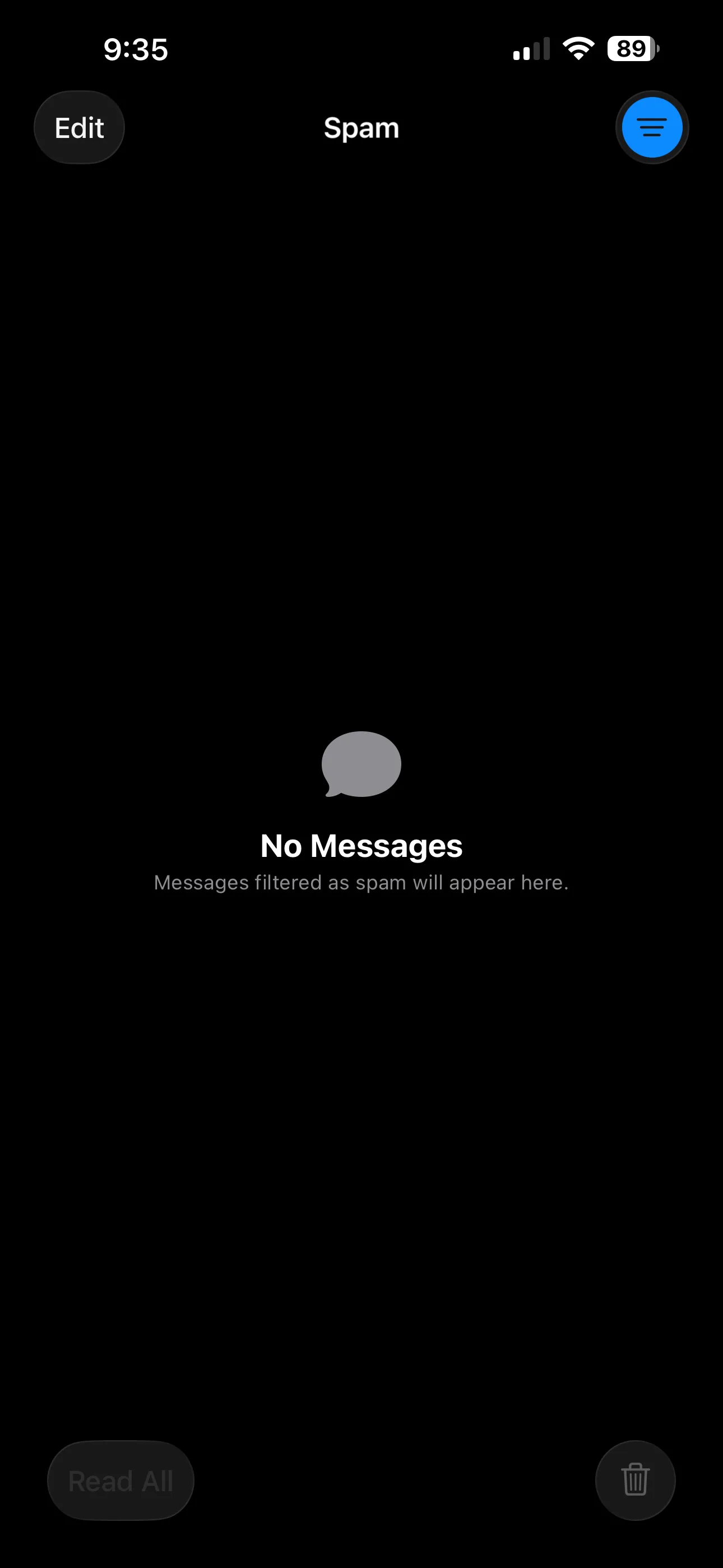 Thư mục tin nhắn rác trong ứng dụng Tin nhắn trên iPhone chạy iOS 26