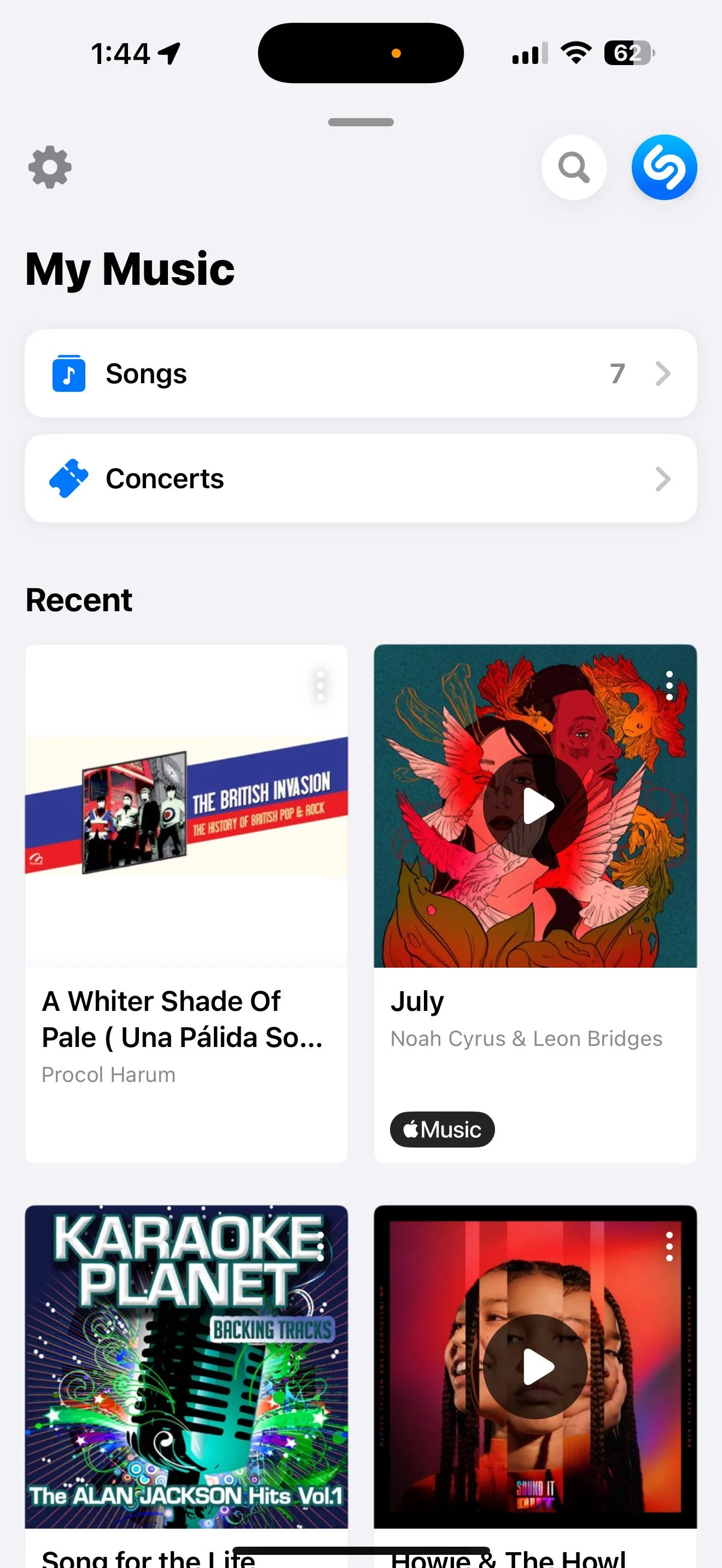 Thư viện "My Shazam Tracks" trong ứng dụng Shazam
