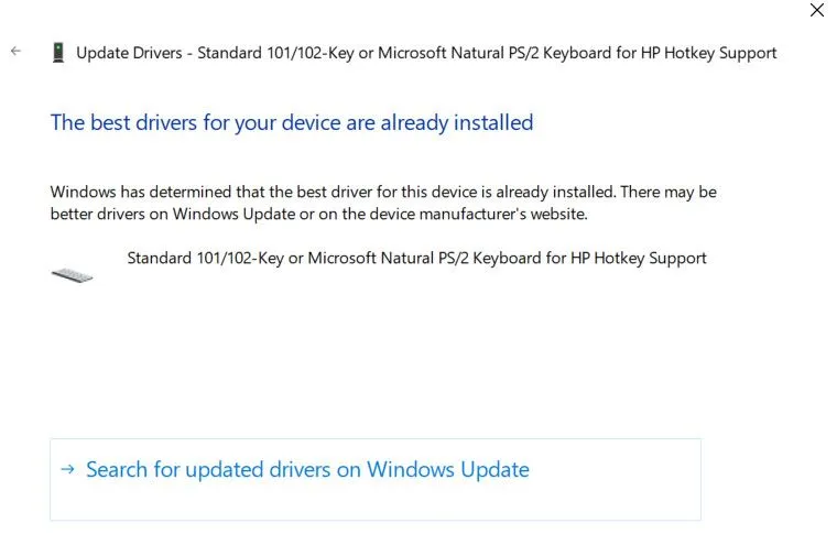 Tìm kiếm bản cập nhật driver bàn phím thông qua Windows Update.