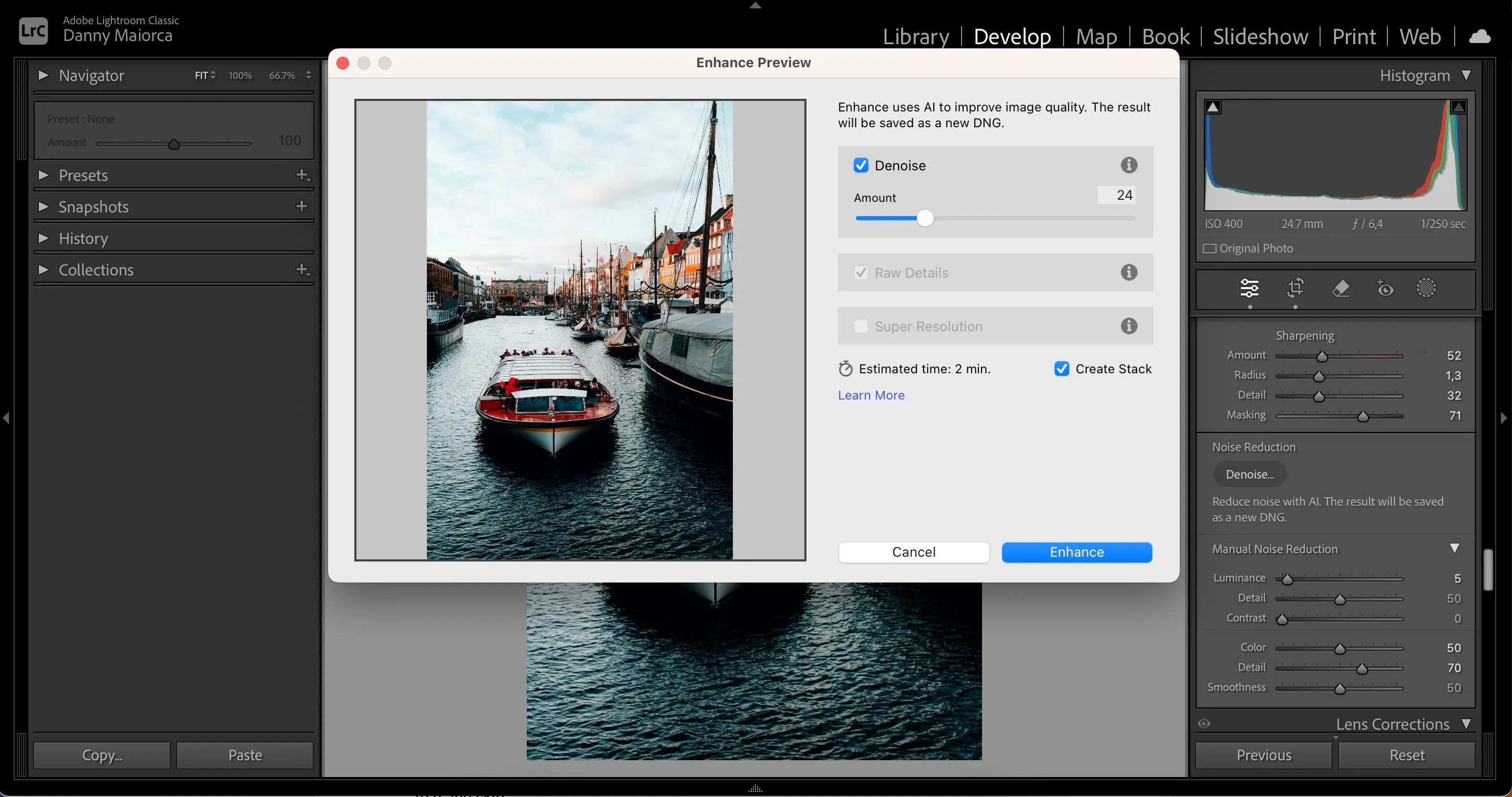 Tính năng AI Denoise trong Adobe Lightroom giúp khử nhiễu ảnh hiệu quả