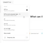 Tính năng ChatGPT Tasks trong giao diện chatbot, hỗ trợ quản lý công việc và nhắc nhở.