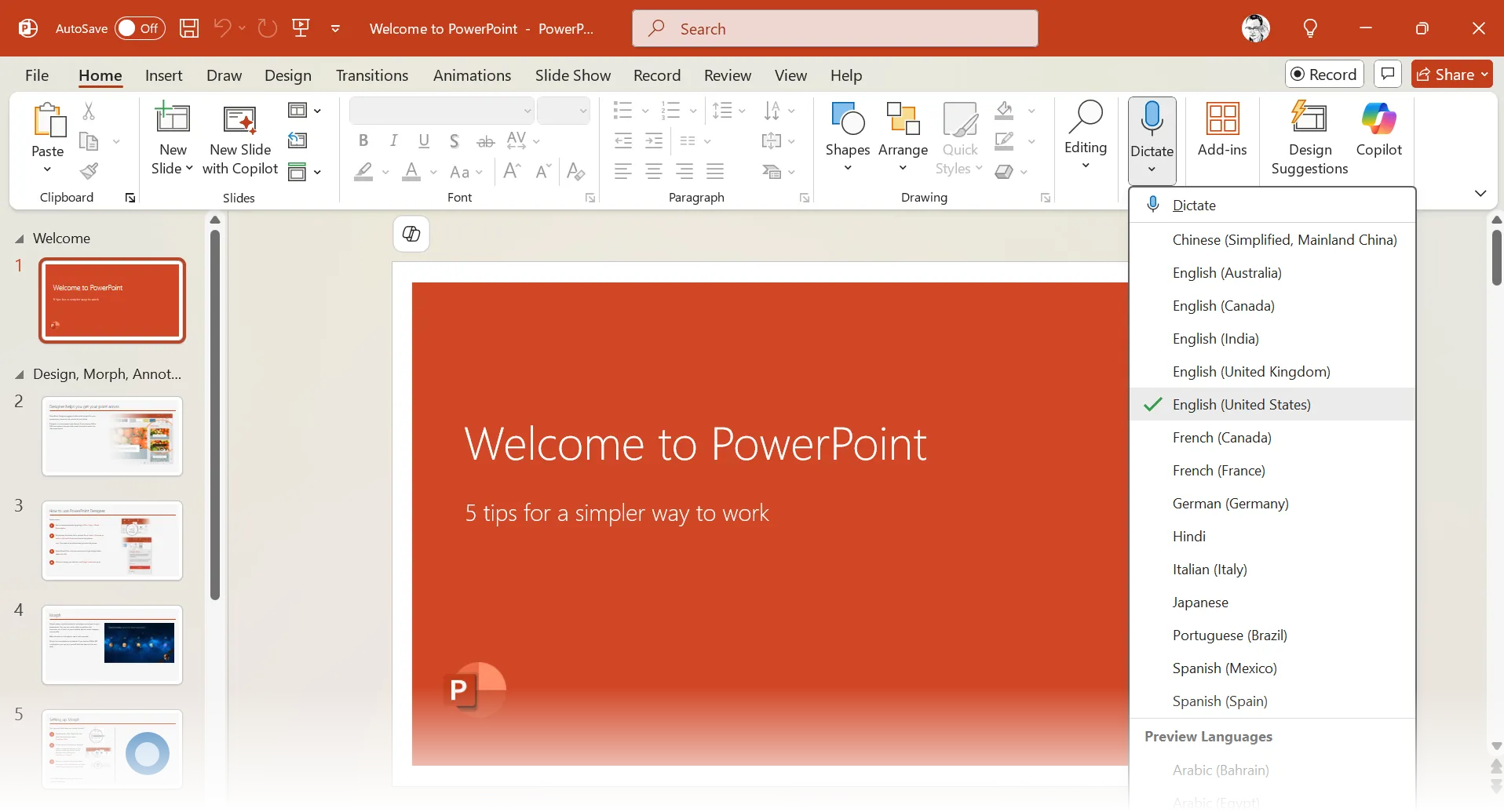 Tính năng chuyển giọng nói thành văn bản (Transcribe) trong Microsoft Office