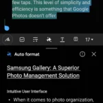 Tính năng định dạng tự động của Samsung Notes giúp sắp xếp ghi chú khoa học hơn