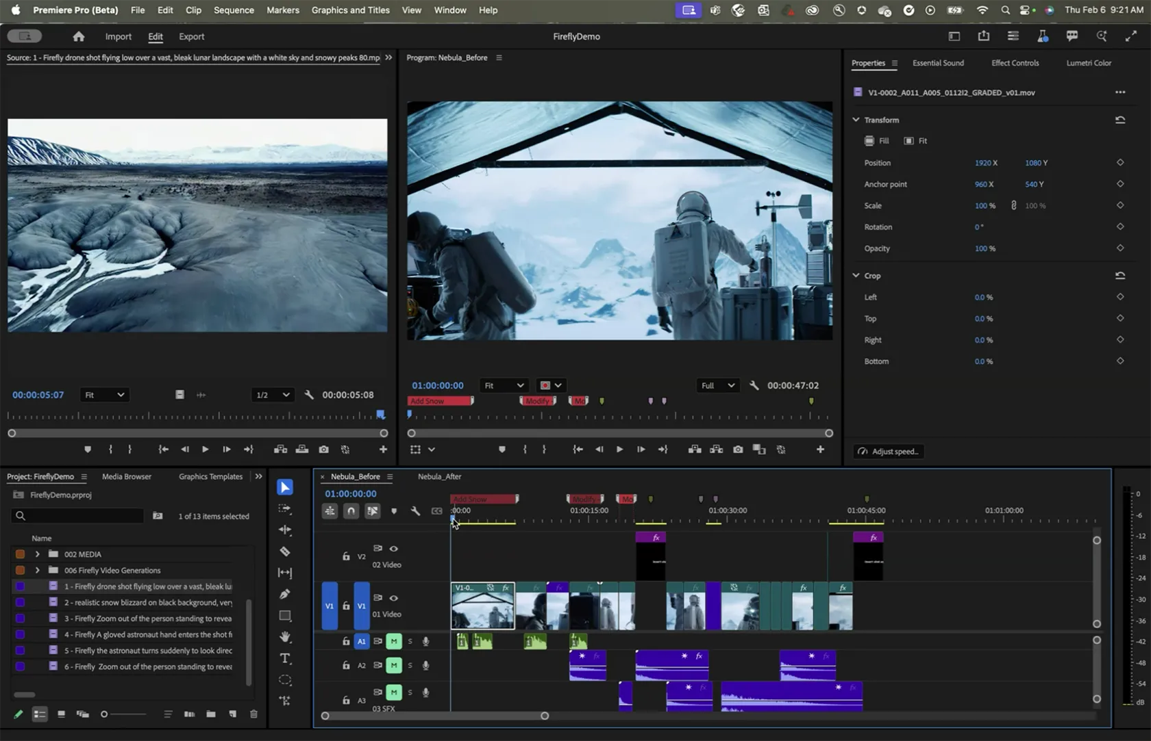 Tính năng Generative Extend của Adobe Premiere Pro cho phép mở rộng video bằng AI