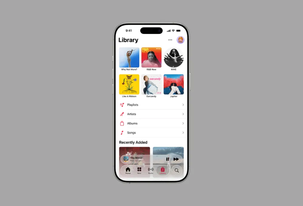 Tính năng Ghim Nhạc Yêu Thích trên Apple Music, cho phép người dùng ghim album, playlist hoặc nghệ sĩ yêu thích lên đầu thư viện để truy cập nhanh chóng.