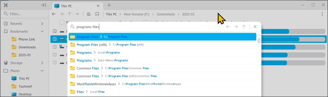 Tính năng GoTo giúp tìm kiếm thư mục nhanh chóng trong File Pilot trên Windows 11