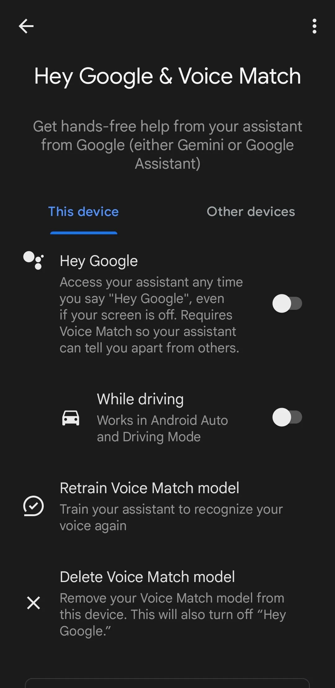 Tính năng &quot;Hey Google&quot; bị vô hiệu hóa trong cài đặt Android