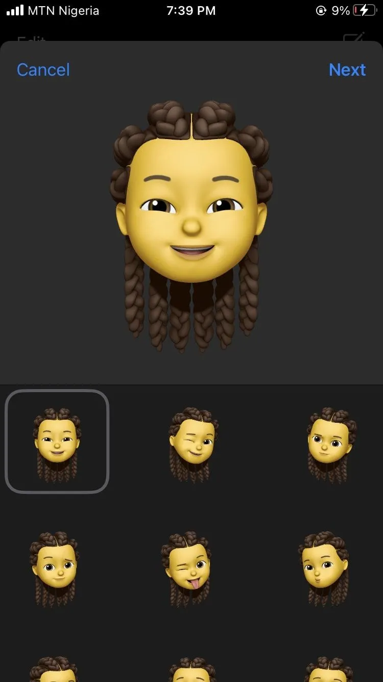 Tính năng Memoji trên iPhone không có Face ID, cho thấy sự hạn chế về biểu cảm