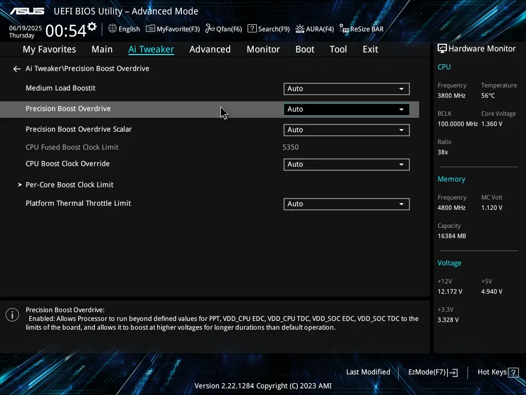 Tính năng Precision Boost Overdrive Enhancement trong ASUS UEFI BIOS