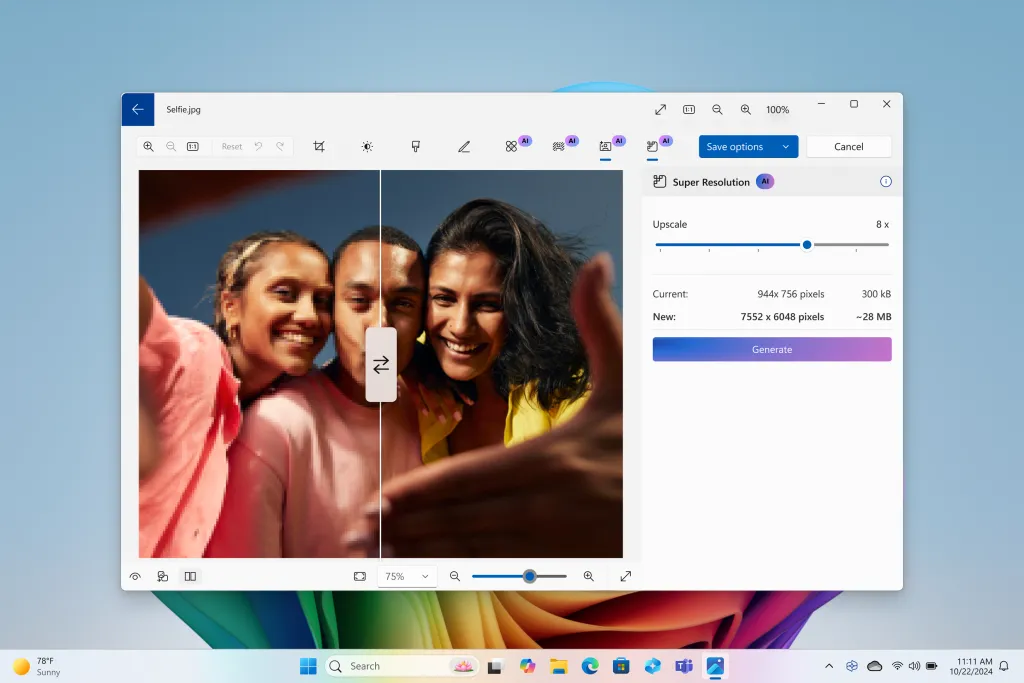 Tính năng Super Resolution (Siêu phân giải) cải thiện chất lượng ảnh trong Microsoft Photos