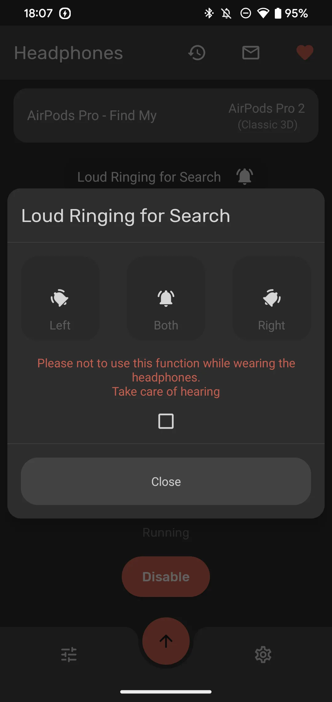 Tính năng tìm AirPods trong ứng dụng MaterialPods trên Android