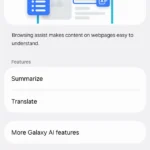 Tính năng Trợ lý duyệt web (Browsing Assist) của Galaxy AI trên trình duyệt Samsung Internet.