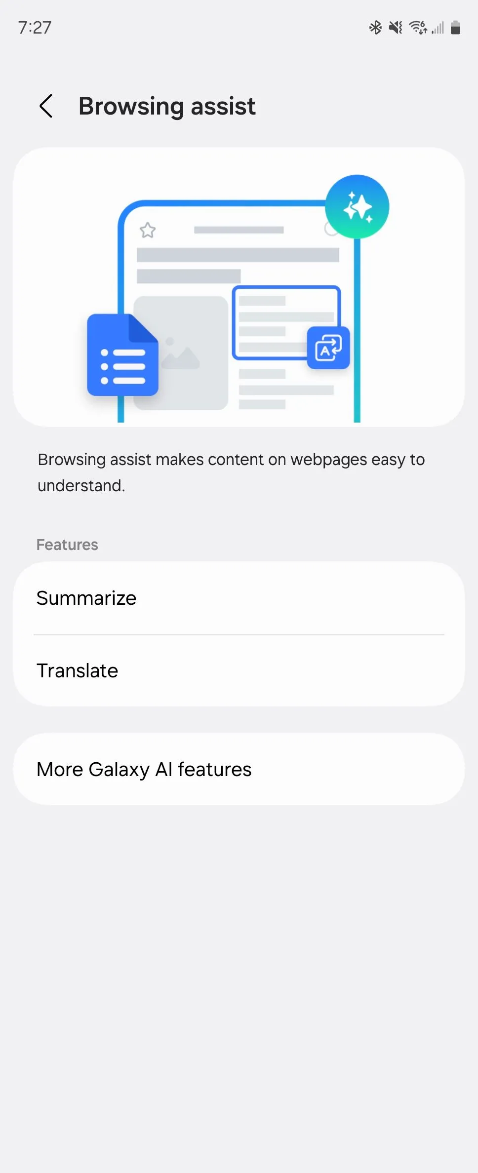 Tính năng Trợ lý duyệt web (Browsing Assist) của Galaxy AI trên trình duyệt Samsung Internet.