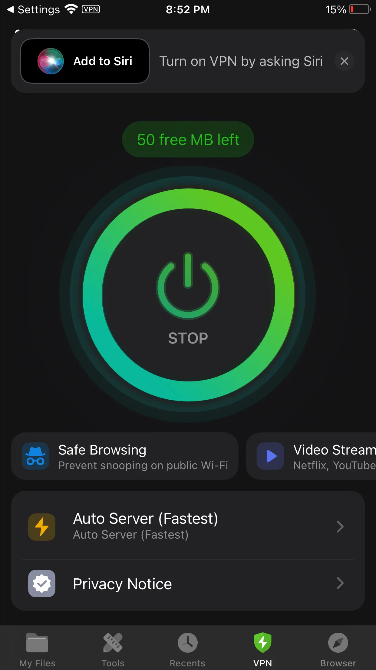 Tính năng VPN tích hợp sẵn trong ứng dụng Documents trên iPhone.