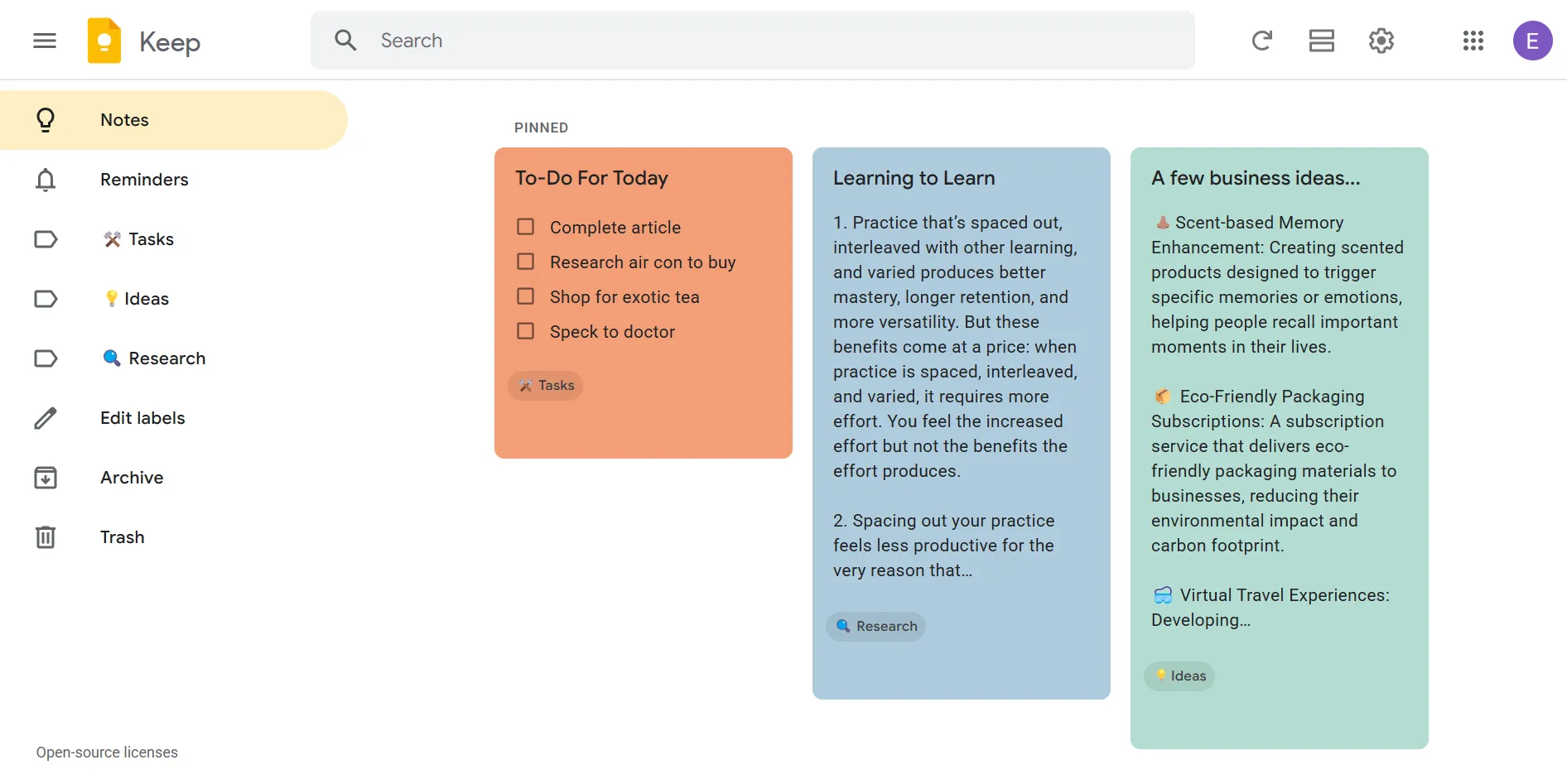 Tổ chức ghi chú hiệu quả với các nhãn phân loại và màu sắc trong Google Keep