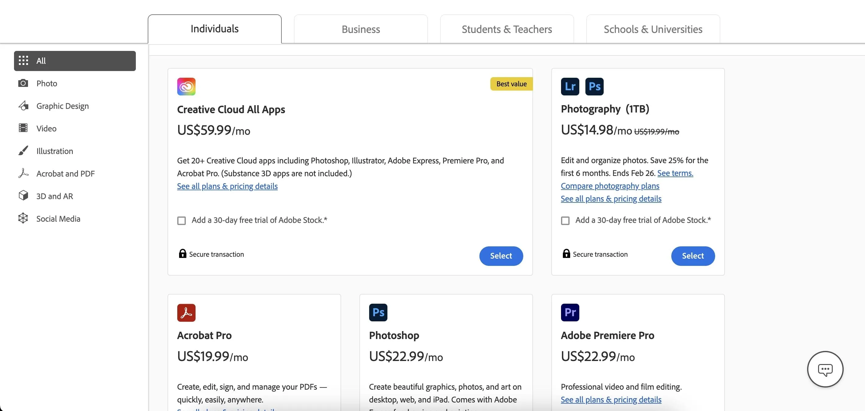 Tổng quan các biểu tượng ứng dụng trong gói đăng ký Adobe Creative Cloud
