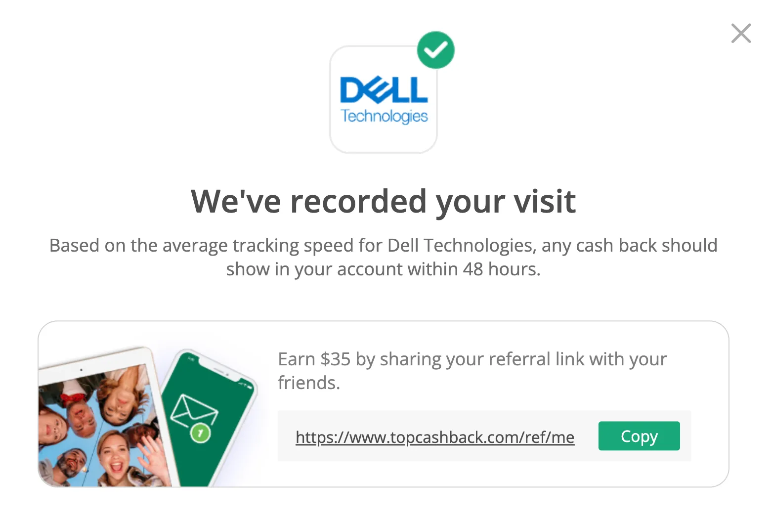 TopCashback hiển thị ưu đãi hoàn tiền khi mua sắm các sản phẩm từ Dell