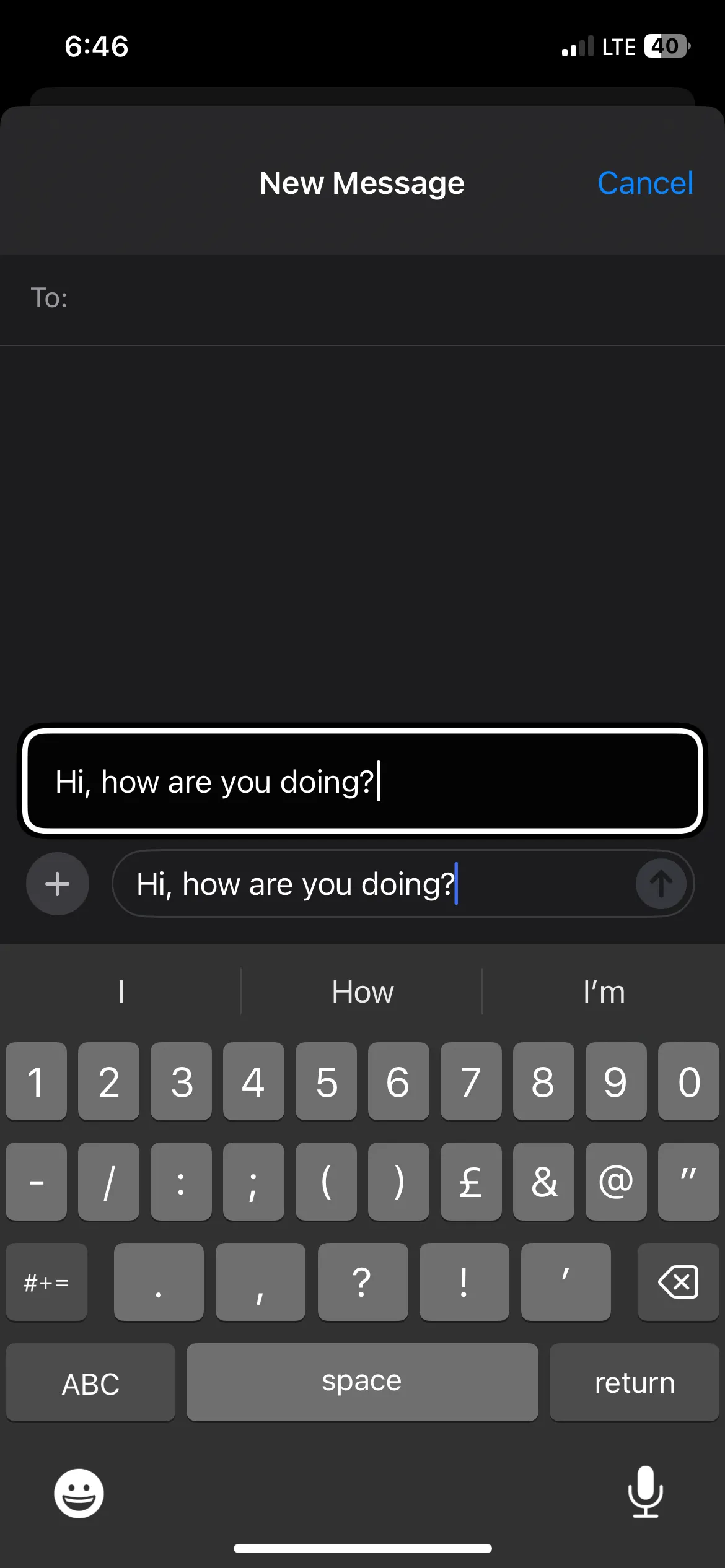 Trải nghiệm tính năng Gõ nổi (Hover Typing) trên iPhone, hiển thị bản xem trước văn bản lớn khi nhập.