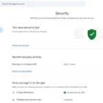 Trang bảo mật tài khoản Google hiển thị các hoạt động gần đây