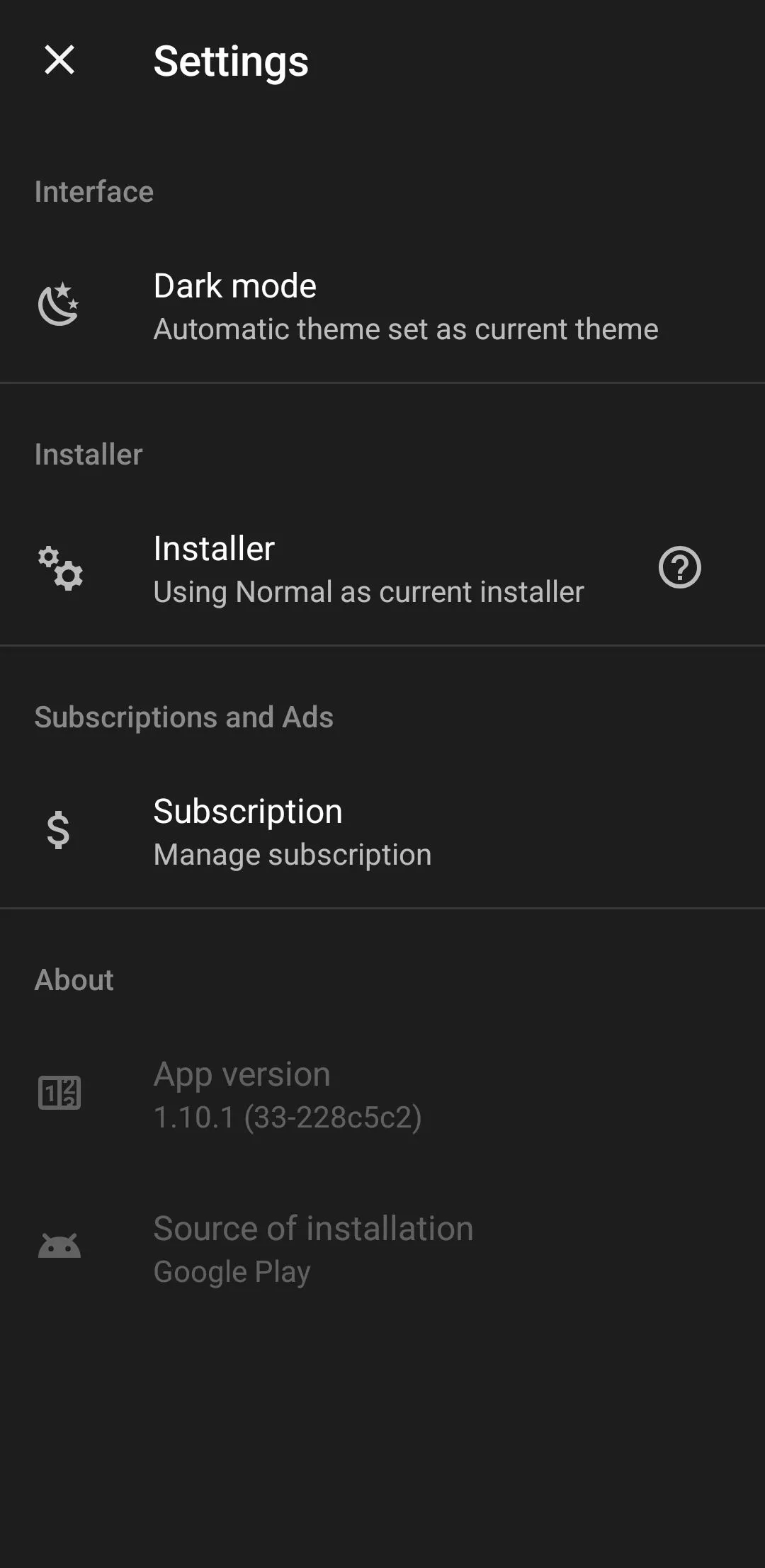 Trang cài đặt APKMirror Installer trên điện thoại Android