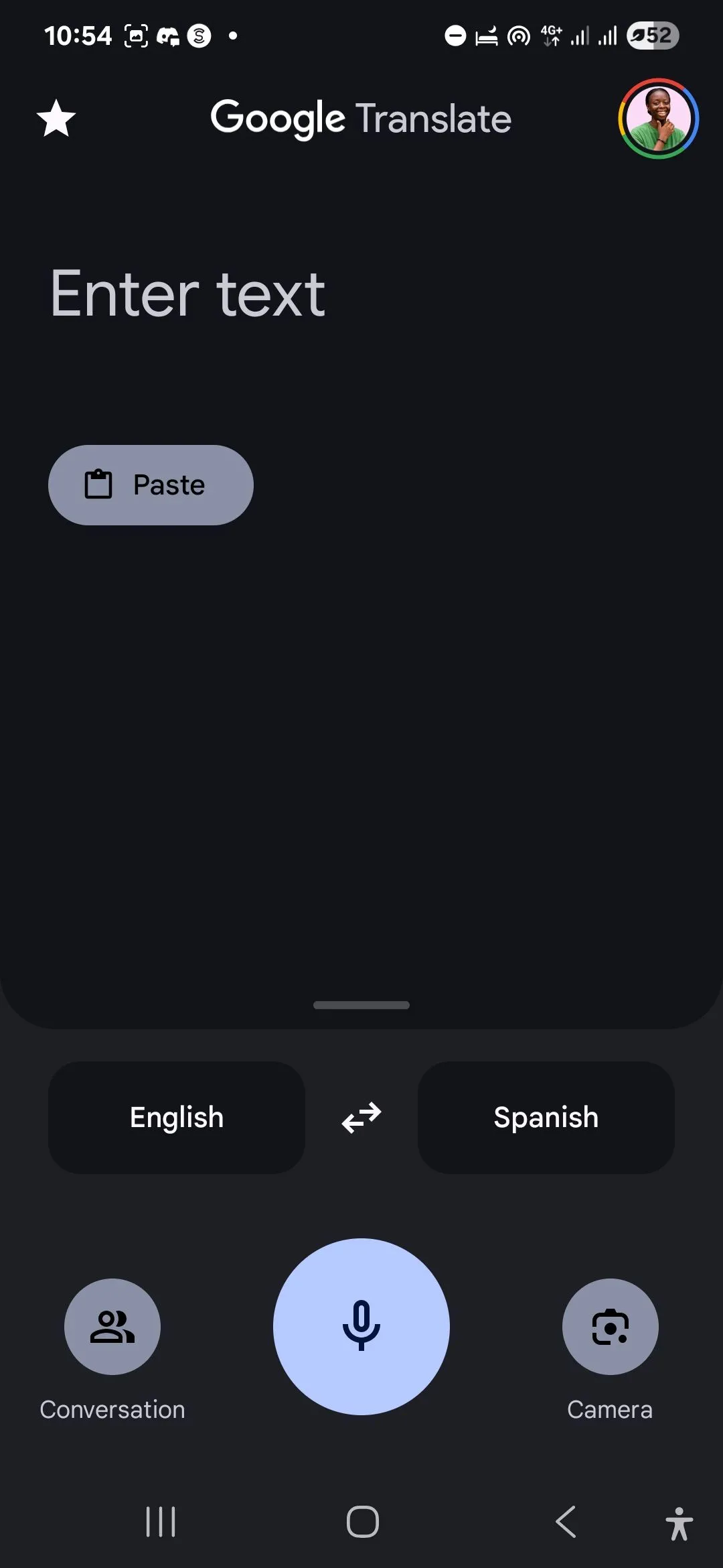 Trang chủ Google Dịch trên thiết bị Android