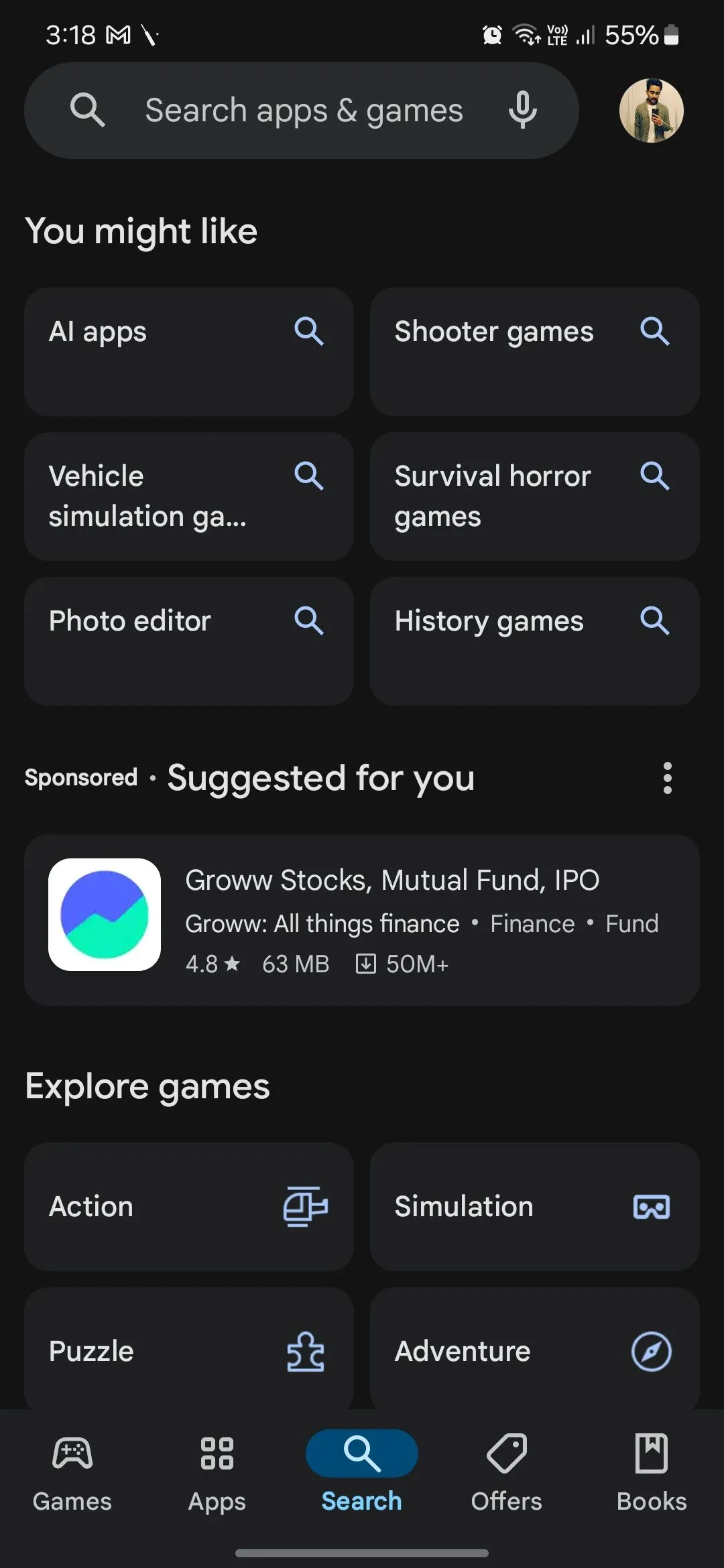 Trang chủ Google Play Store hiển thị nội dung quảng cáo &quot;Sponsored&quot;