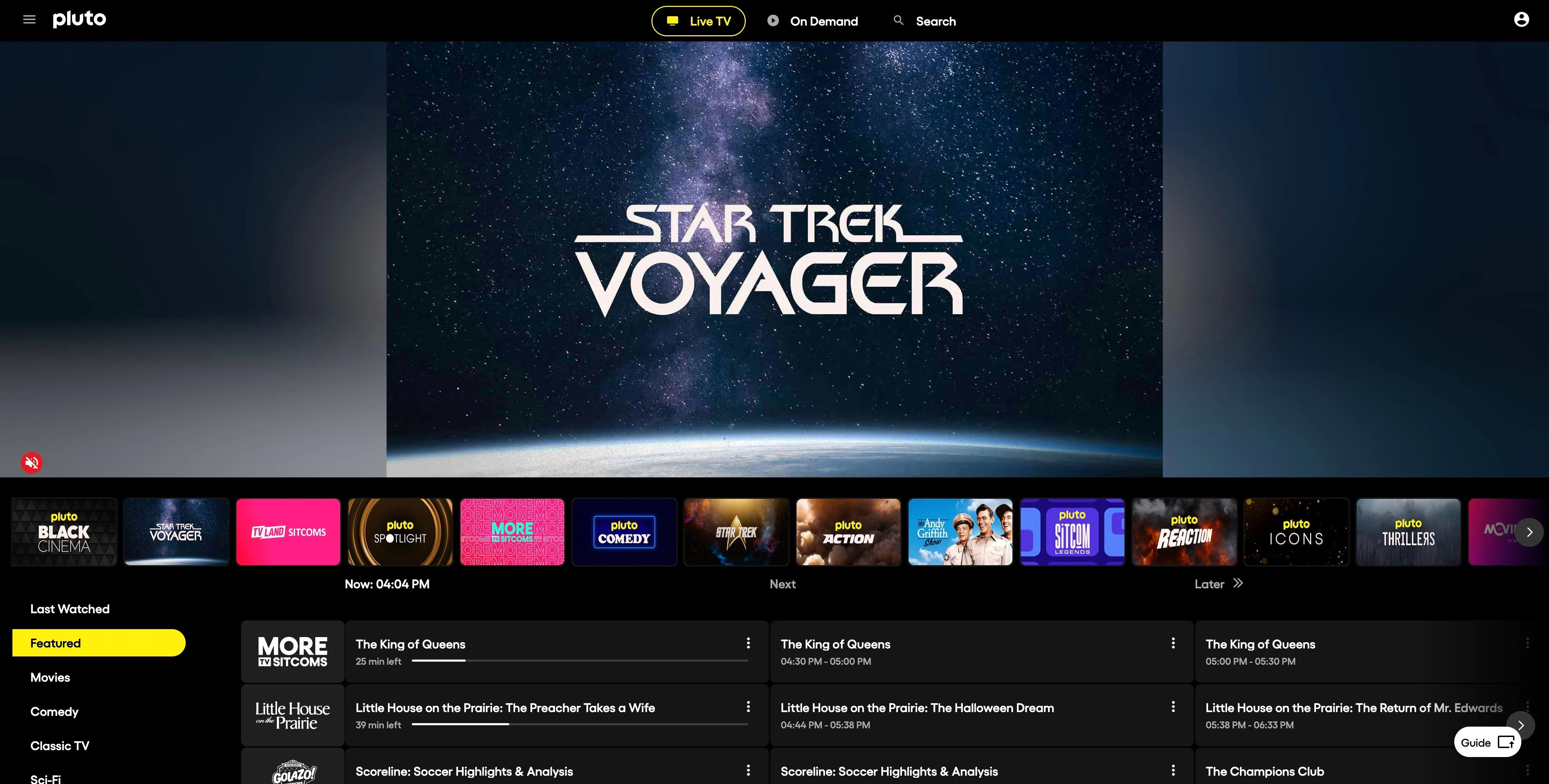 Trang chủ Pluto TV hiển thị quảng cáo phim &quot;Star Trek&quot;