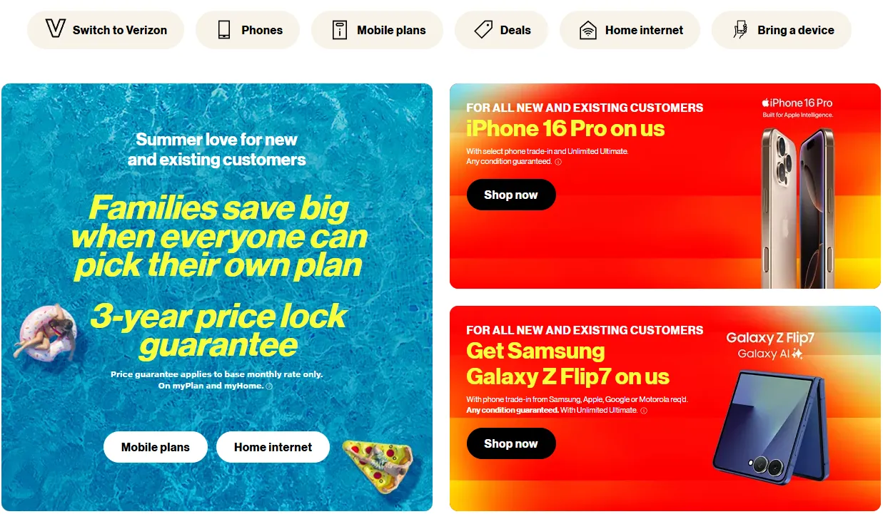 Trang chủ Verizon quảng cáo tặng iPhone 16 Pro &quot;miễn phí&quot; khi đăng ký gói cước đắt tiền