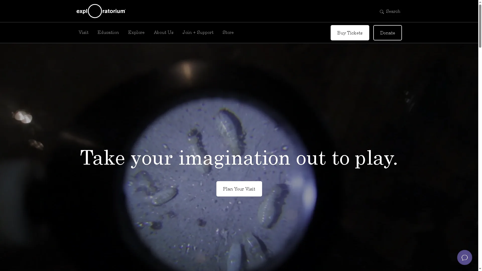 Trang chủ website The Exploratorium, bảo tàng khoa học trực tuyến.