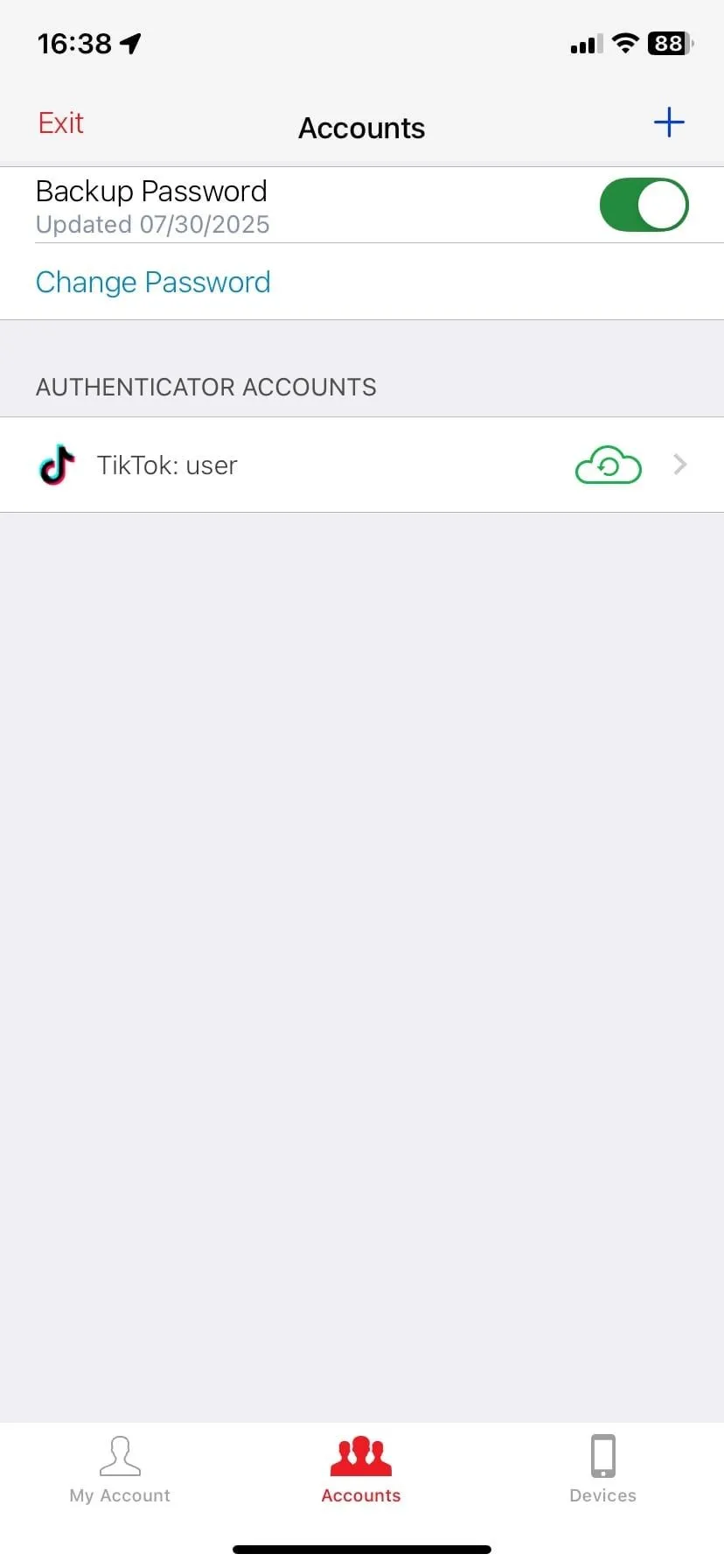Trang quản lý các tài khoản đã liên kết với Authy, cho phép người dùng dễ dàng truy cập mã xác thực 2FA.