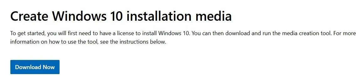 Trang tải công cụ tạo bộ cài Windows 10 Media Creation Tool