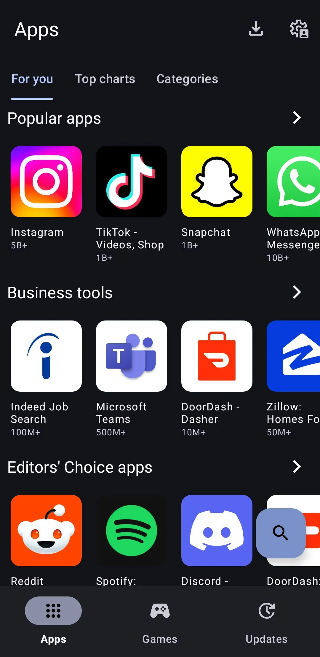 Trang ứng dụng Aurora Store trên điện thoại Android
