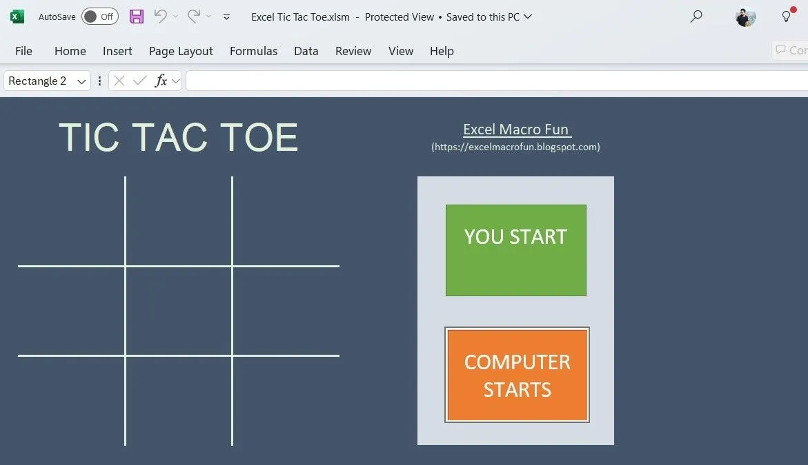 Trò chơi Tic Tac Toe được tạo trong Microsoft Excel